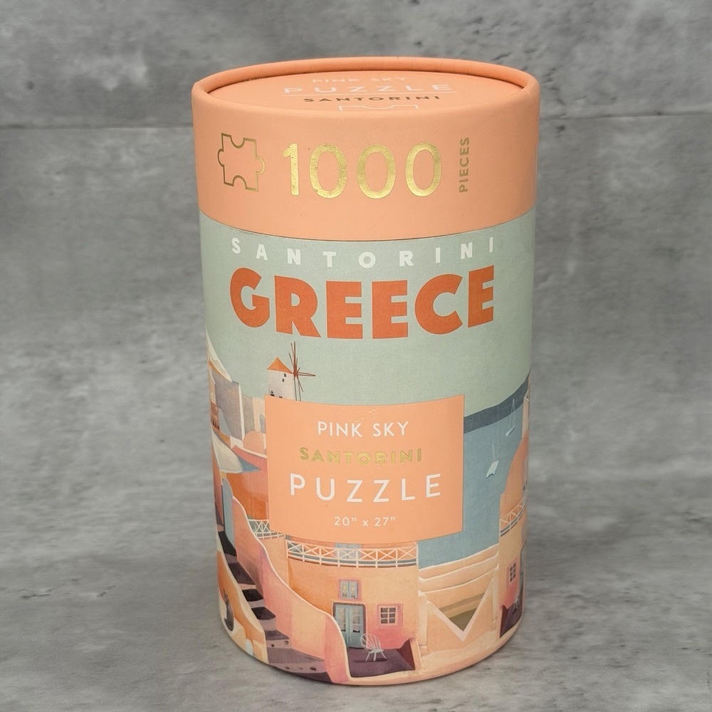 Pink Sky Santorini Greece 1000 Piece Jigsaw Puzzle 20" x 27" Cardboard